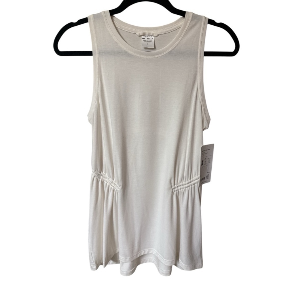 Athleta Air Out Cinch Tank Women’s Off White Athleisure Workout Small NWT